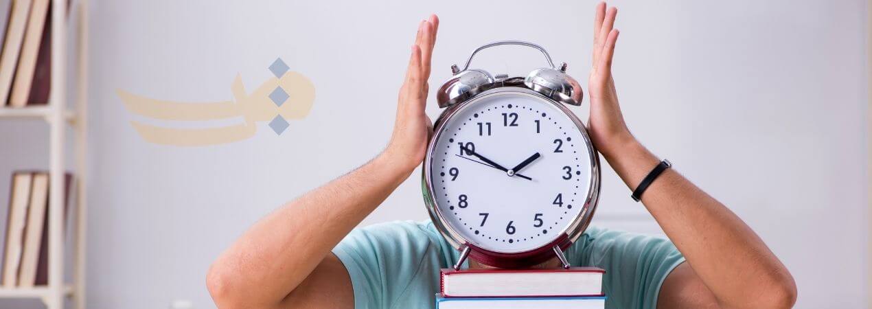 Arabic student with clock shaped head