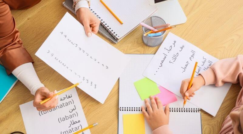 The girl is learning Arabic